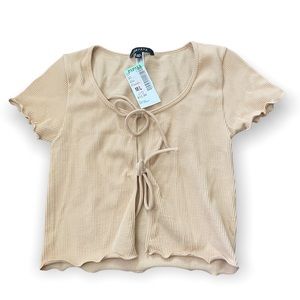 NWT Papaya Beige Crop Top With Ties Size M